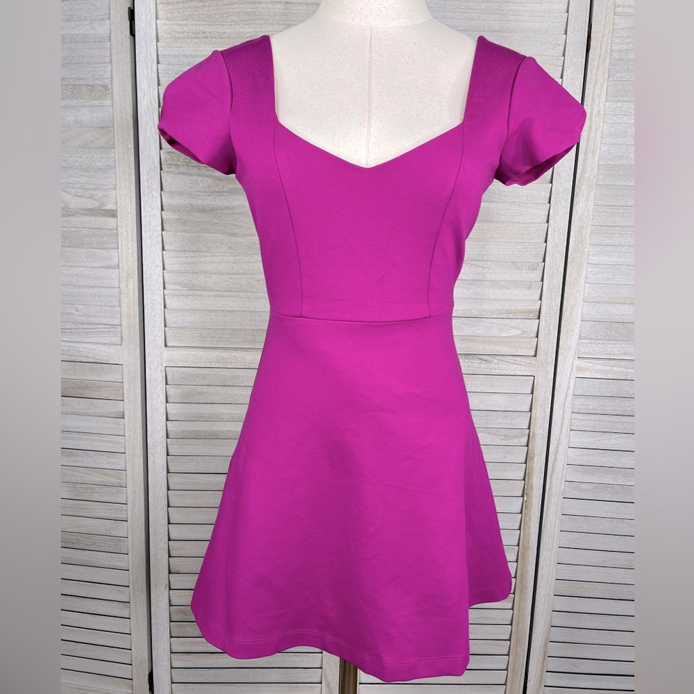 URBAN OUTFITTERS Fit & Flare Mini Dress Magenta-0
